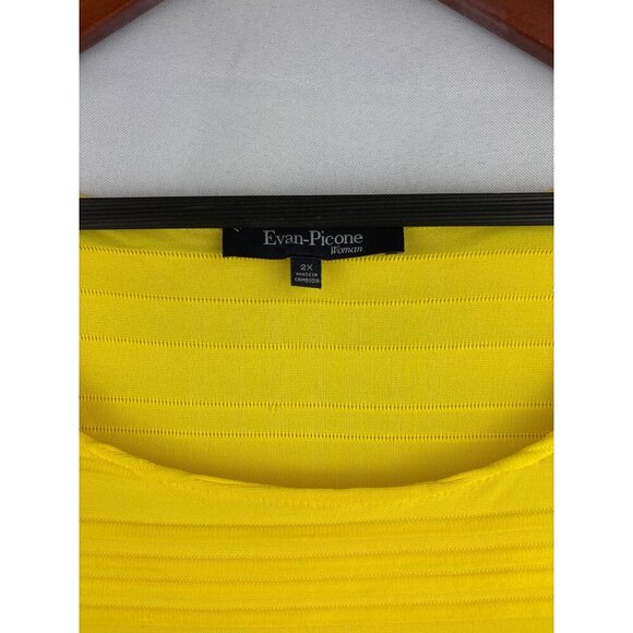 Evan-Picone Woman Yellow Textured 2X Blouse 100% Polyester - Picture 2 of 4